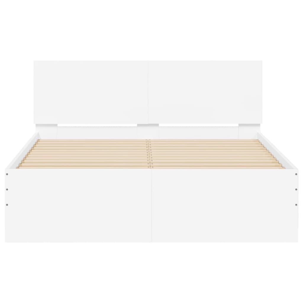 vidaXL Cadre de lit avec tête de lit blanc 135x190 cm