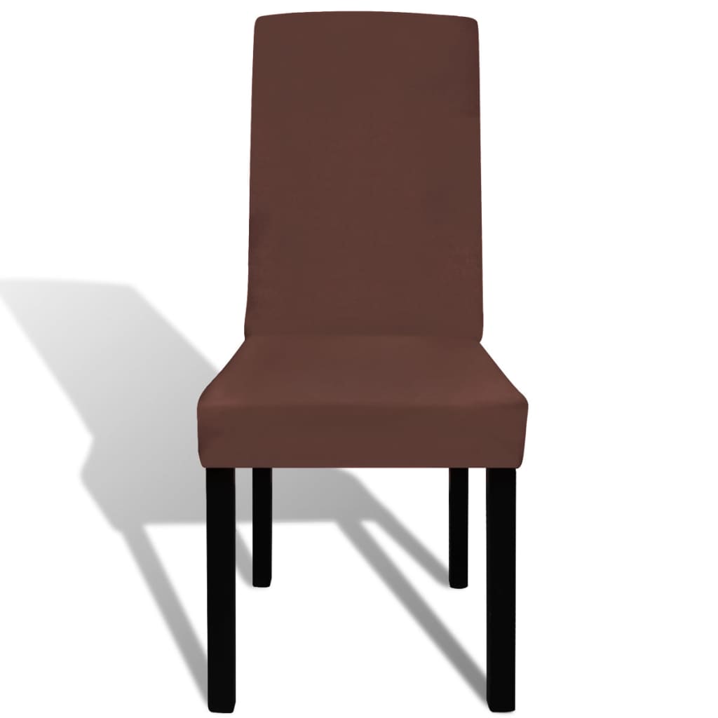 vidaXL Housse de chaise droite extensible 4 pcs marron