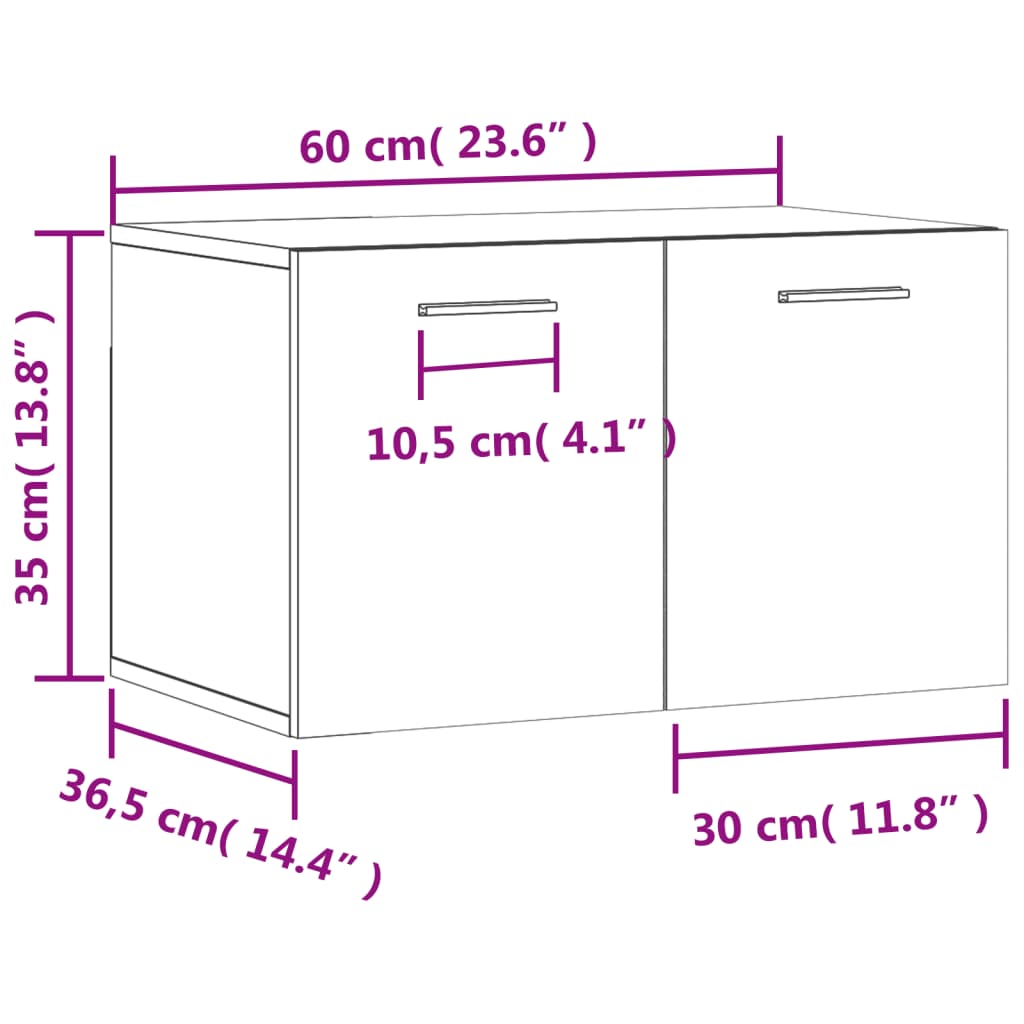 vidaXL Armoire murale Sonoma gris 60x36,5x35 cm Bois d'ingénierie