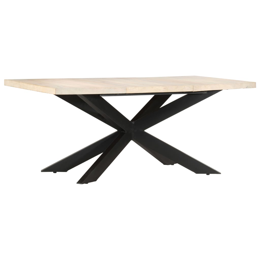 vidaXL Table à dîner 180x90x76 cm Bois de manguier massif blanchi