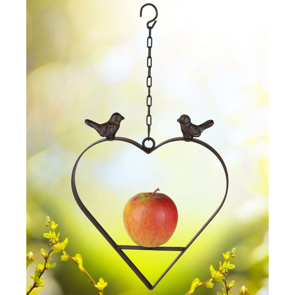 HI Mangeoire à oiseaux en forme de cœur 23,5 cm Marron