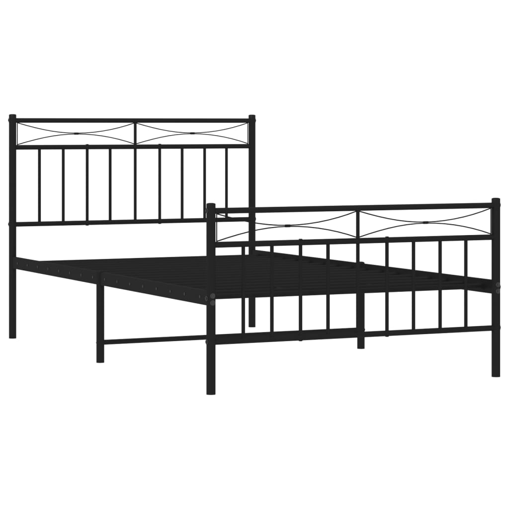 vidaXL Cadre de lit métal sans matelas et pied de lit noir 100x200 cm