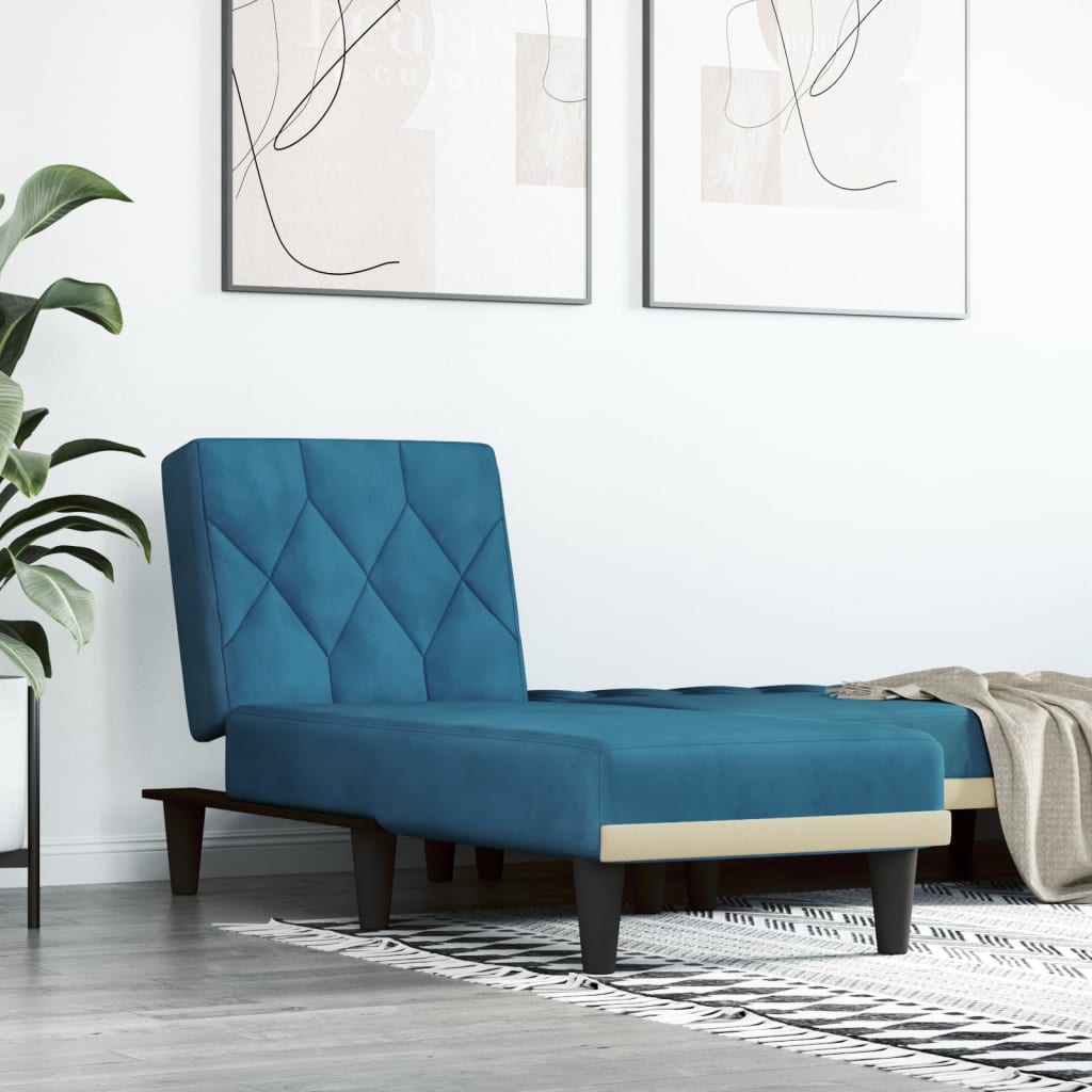 vidaXL Chaise longue bleu velours