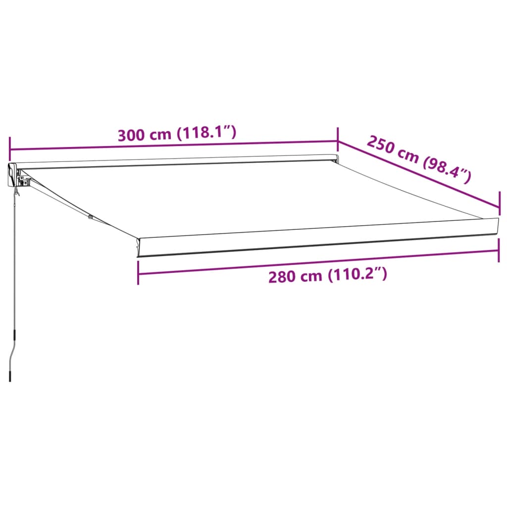 vidaXL Auvent rétractable anthracite/blanc 3x2,5 m tissu et aluminium