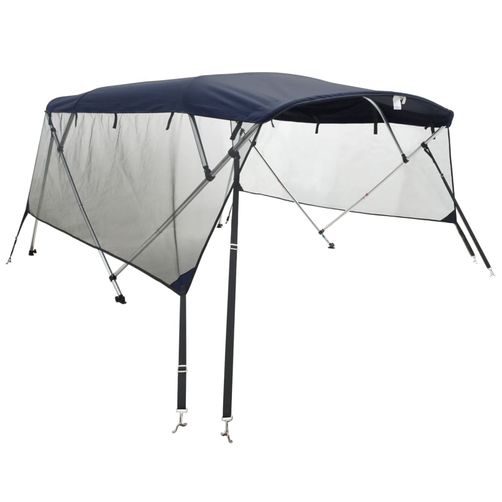 vidaXL Toit bimini à 4 arceaux parois en maille 243x(200-213)x137 cm