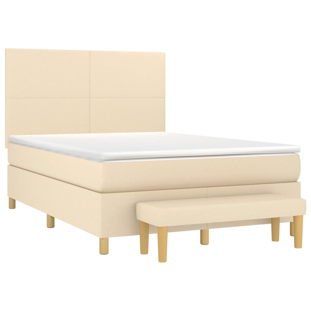 vidaXL Sommier à lattes de lit avec matelas Crème 140x190 cm Tissu