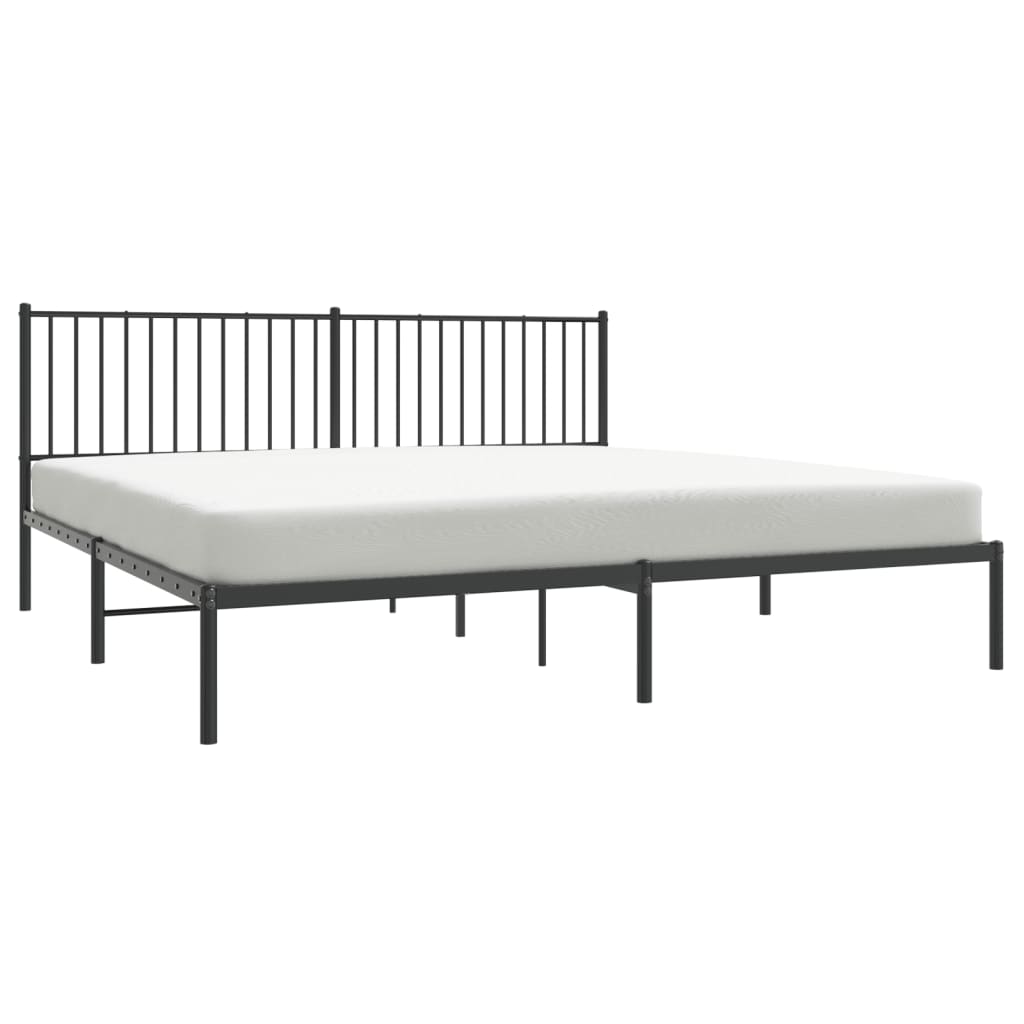 vidaXL Cadre de lit métal sans matelas avec tête de lit noir 193x203cm