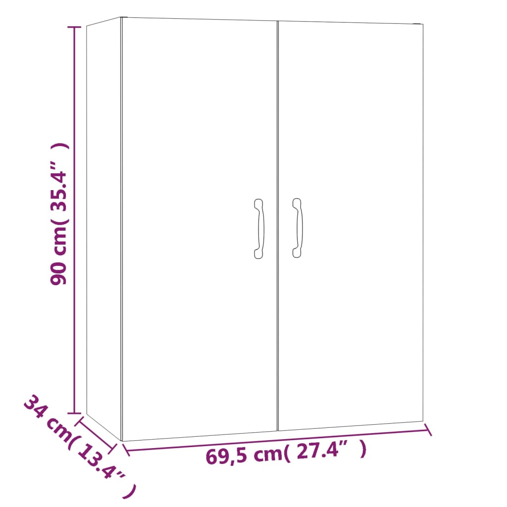 vidaXL Armoire suspendue Noir 69,5x34x90 cm Bois d'ingénierie