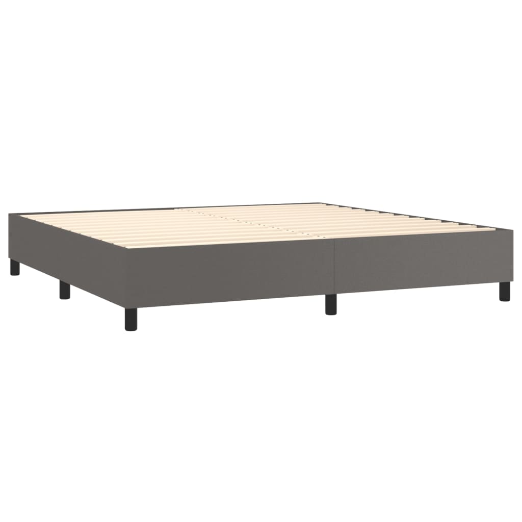 vidaXL Sommier à lattes de lit avec matelas Gris 200x200 cm Similicuir