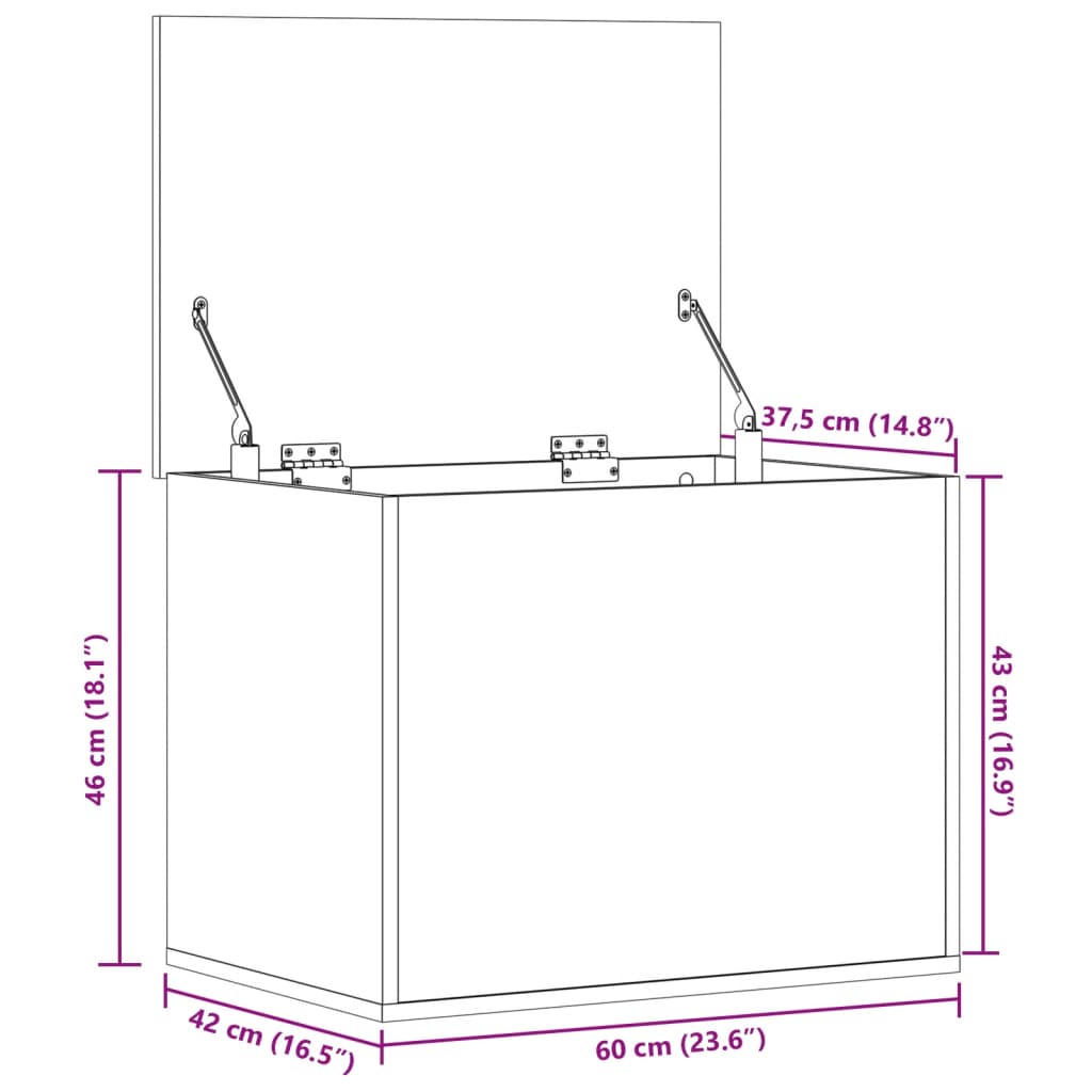 vidaXL Boîte de rangement chêne sonoma 60x42x46 cm bois d'ingénierie