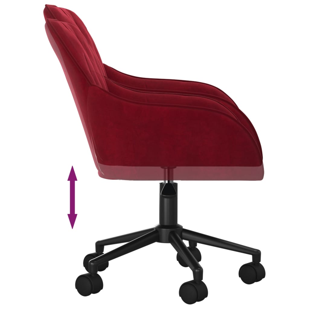 vidaXL Chaise pivotante de bureau Rouge bordeaux Velours