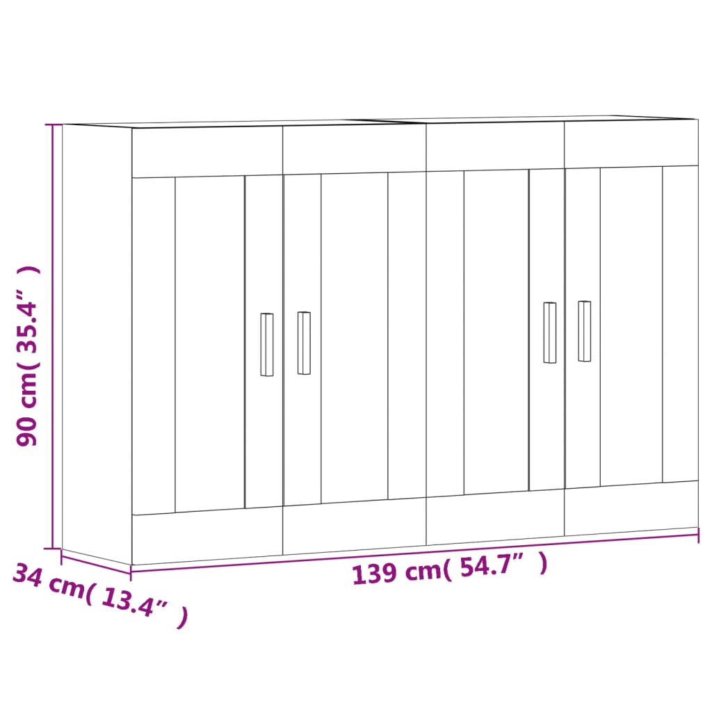 vidaXL Armoires murales 2 pcs sonoma gris bois d'ingénierie