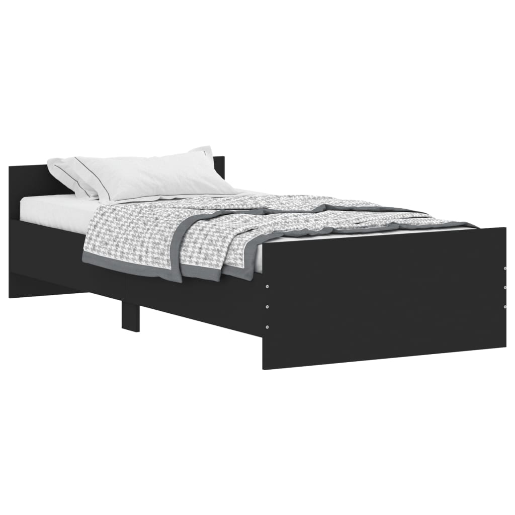 vidaXL Cadre de lit sans matelas noir 90x190 cm bois ingénierie