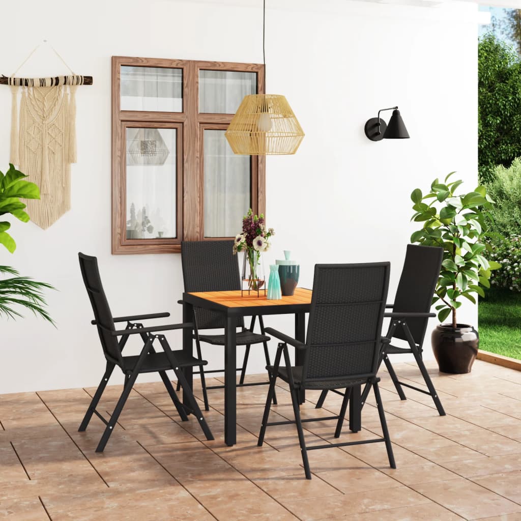 vidaXL Ensemble à manger de jardin 5 pcs noir et marron