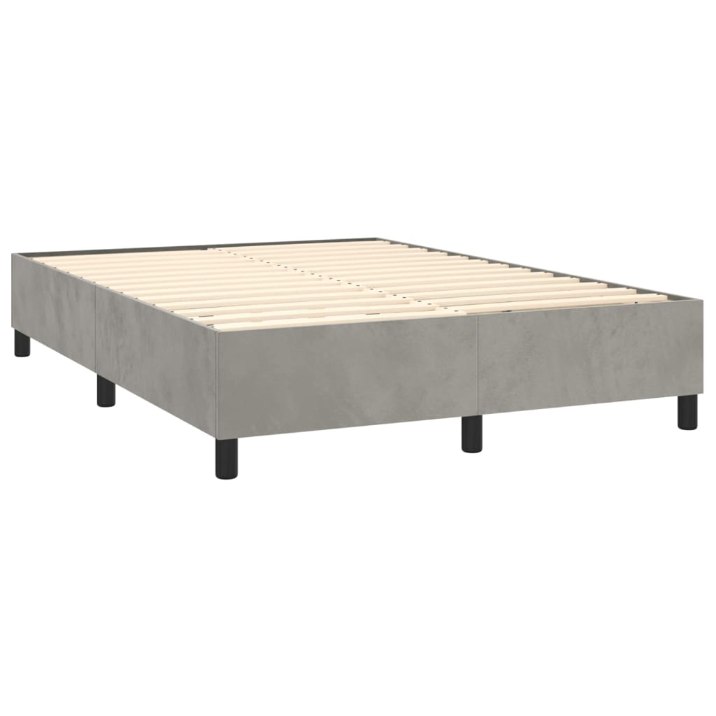 vidaXL Sommier à lattes de lit et matelas Gris clair 140x190cm Velours