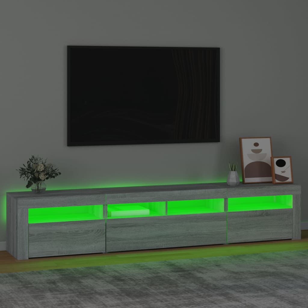 vidaXL Meuble TV avec lumières LED Sonoma gris 210x35x40 cm