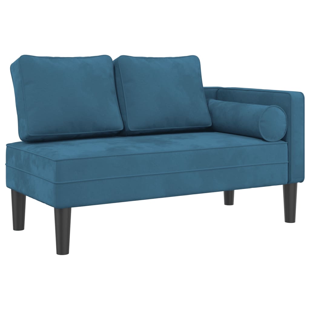 vidaXL Chaise longue avec coussins bleu velours