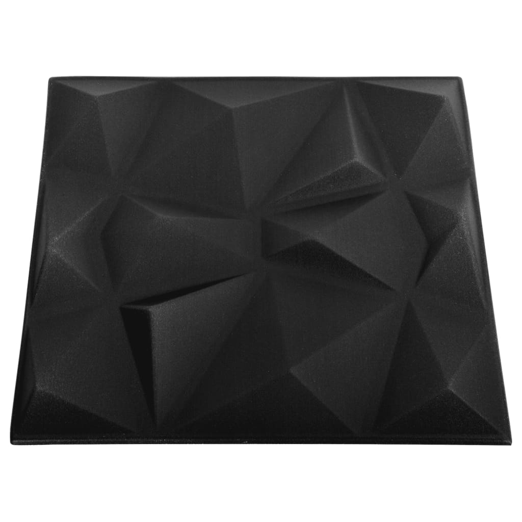 vidaXL Panneaux muraux 3D 12 pcs 50x50 cm noir diamant 3 m²