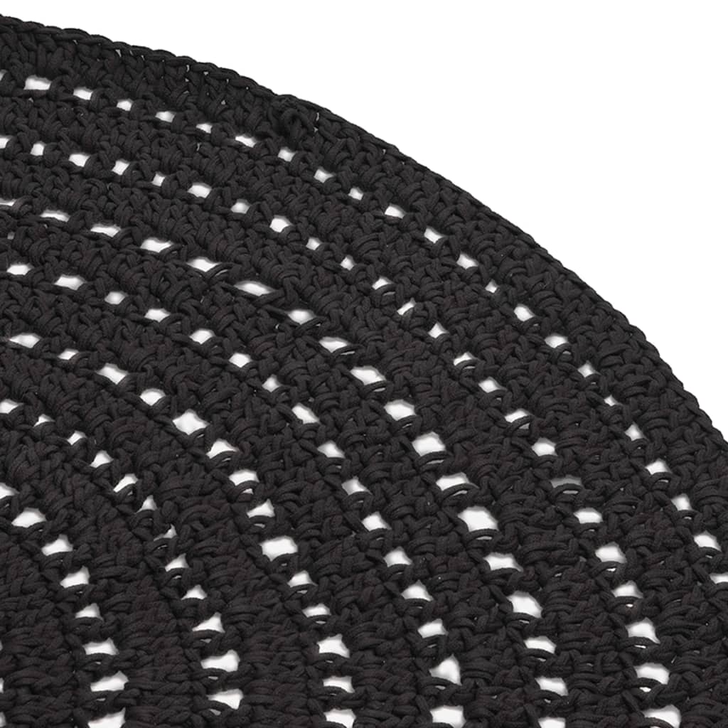 LABEL51 Tapis tricoté Coton Rond 150 cm Noir