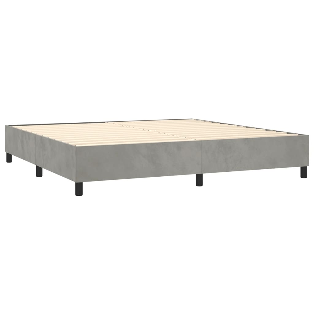 vidaXL Sommier à lattes de lit et matelas Gris clair 200x200cm Velours