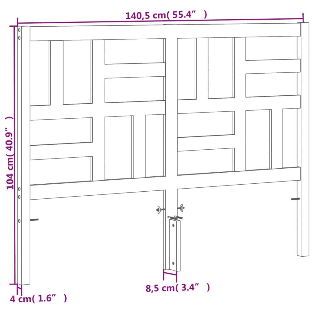 vidaXL Tête de lit cire marron 135 cm bois massif de pin