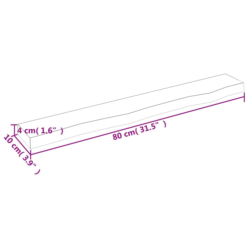 vidaXL Étagère murale marron clair 80x10x4 cm bois chêne massif traité