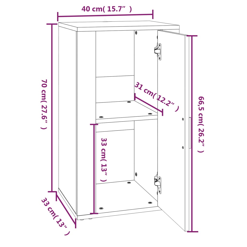 vidaXL Buffet Chêne fumé 40x33x70 cm Bois d'ingénierie