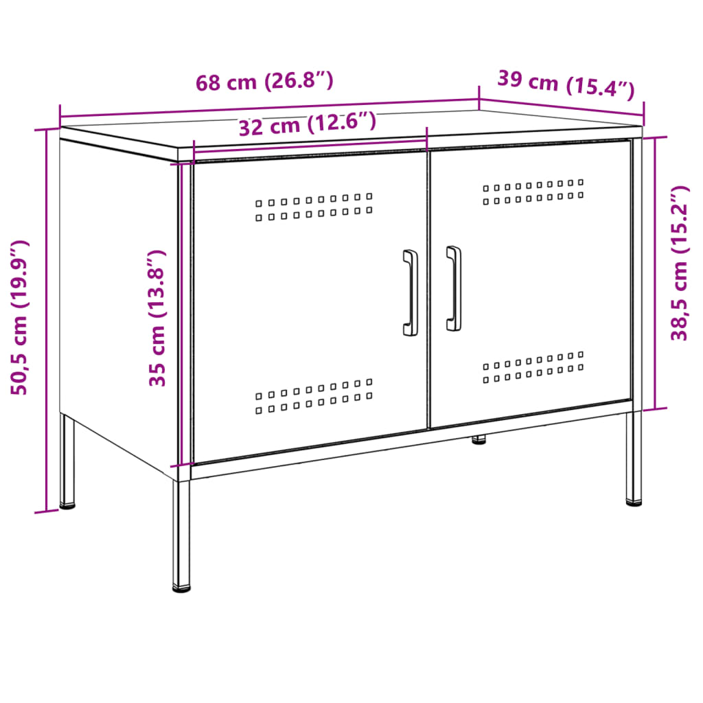 vidaXL Meubles TV 2 pcs noir 68x39x50,5 cm acier