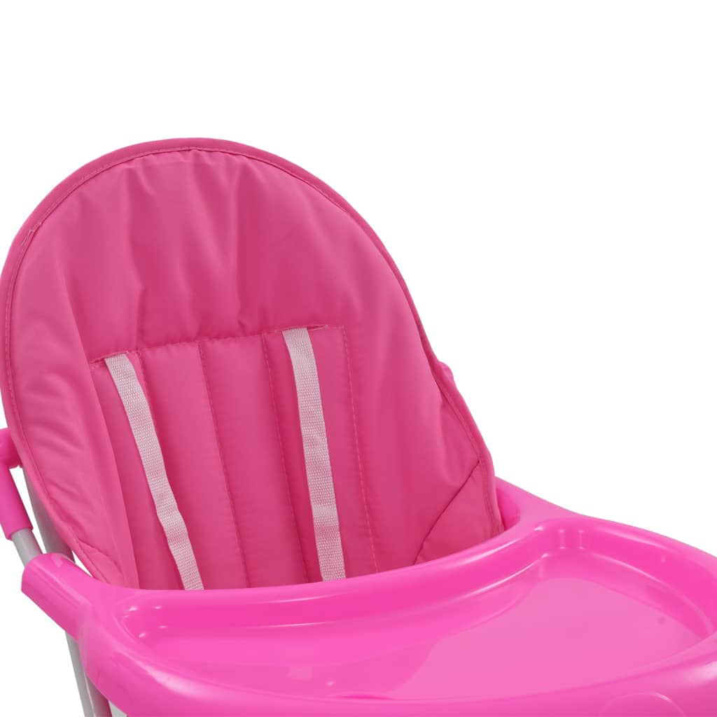 vidaXL Chaise haute pour bébé Rose et blanc