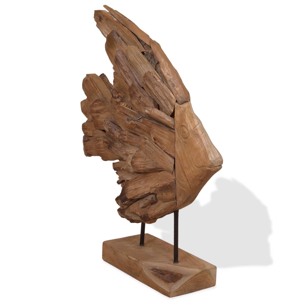 vidaXL Sculpture sous forme de poisson Teck 40 x 12 x 57 cm