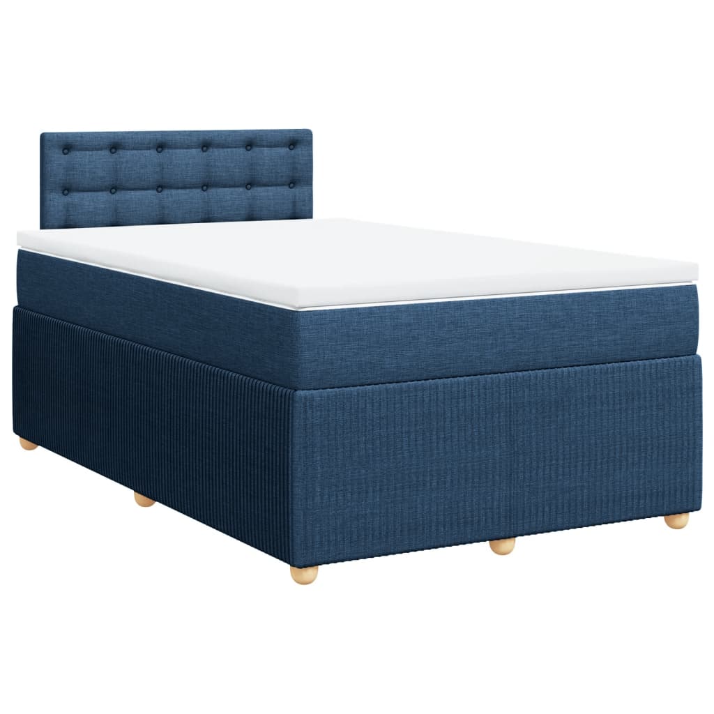 vidaXL Sommier à lattes de lit avec matelas Bleu 120x200 cm Tissu