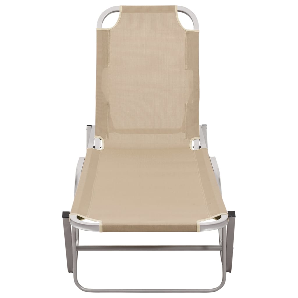 vidaXL Chaise longue aluminium et textilène crème