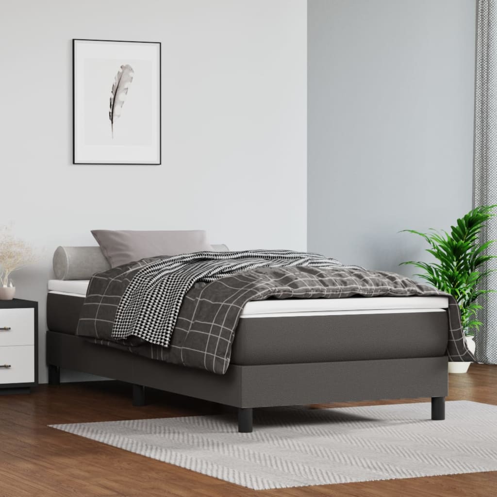 vidaXL Matelas de lit à ressorts ensachés Gris 90x190x20 cm Similicuir