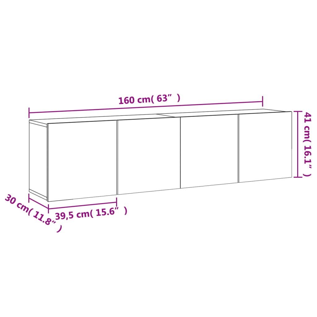 vidaXL Meubles TV muraux 2 pcs sonoma gris 80x30x41 cm