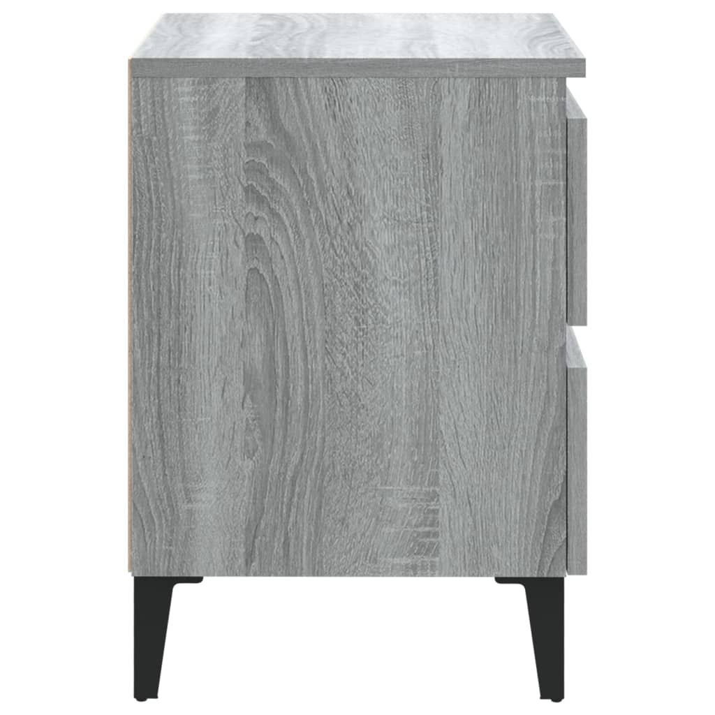 vidaXL Table de chevet avec pieds en métal Sonoma gris 40x35x50 cm