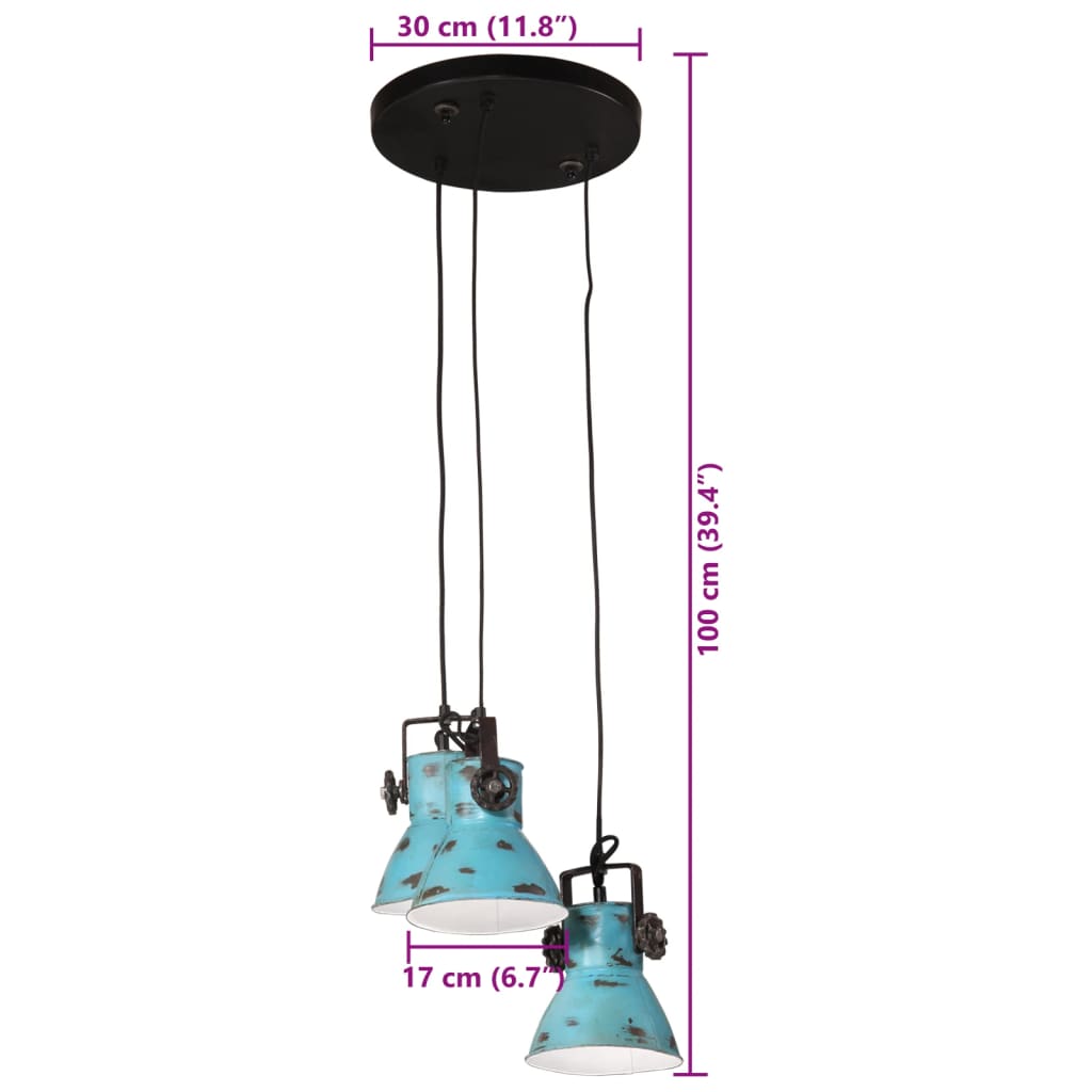 vidaXL Lampe suspendue 25 W bleu délavé 30x30x100 cm E27