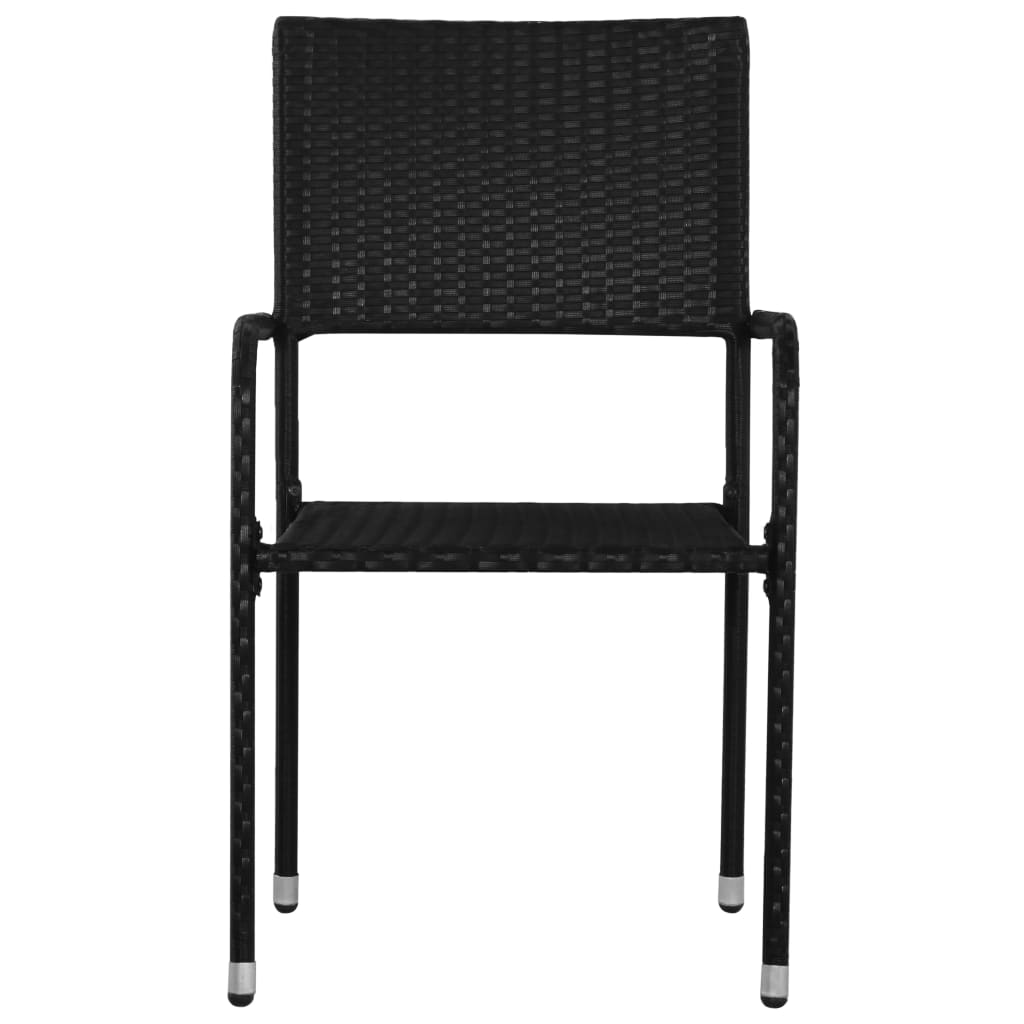 vidaXL Chaise à dîner de jardin empilable lot de 2 noir résine tressée