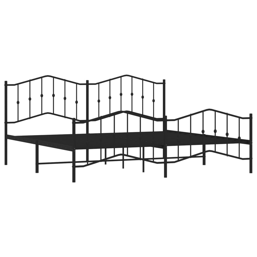 vidaXL Cadre de lit métal sans matelas avec pied de lit noir 200x200cm