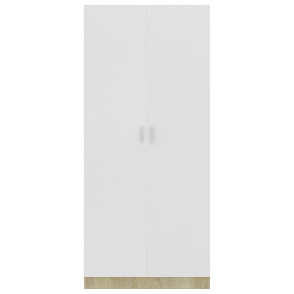 vidaXL Garde-robe Blanc et chêne sonoma 80x52x180 cm Aggloméré