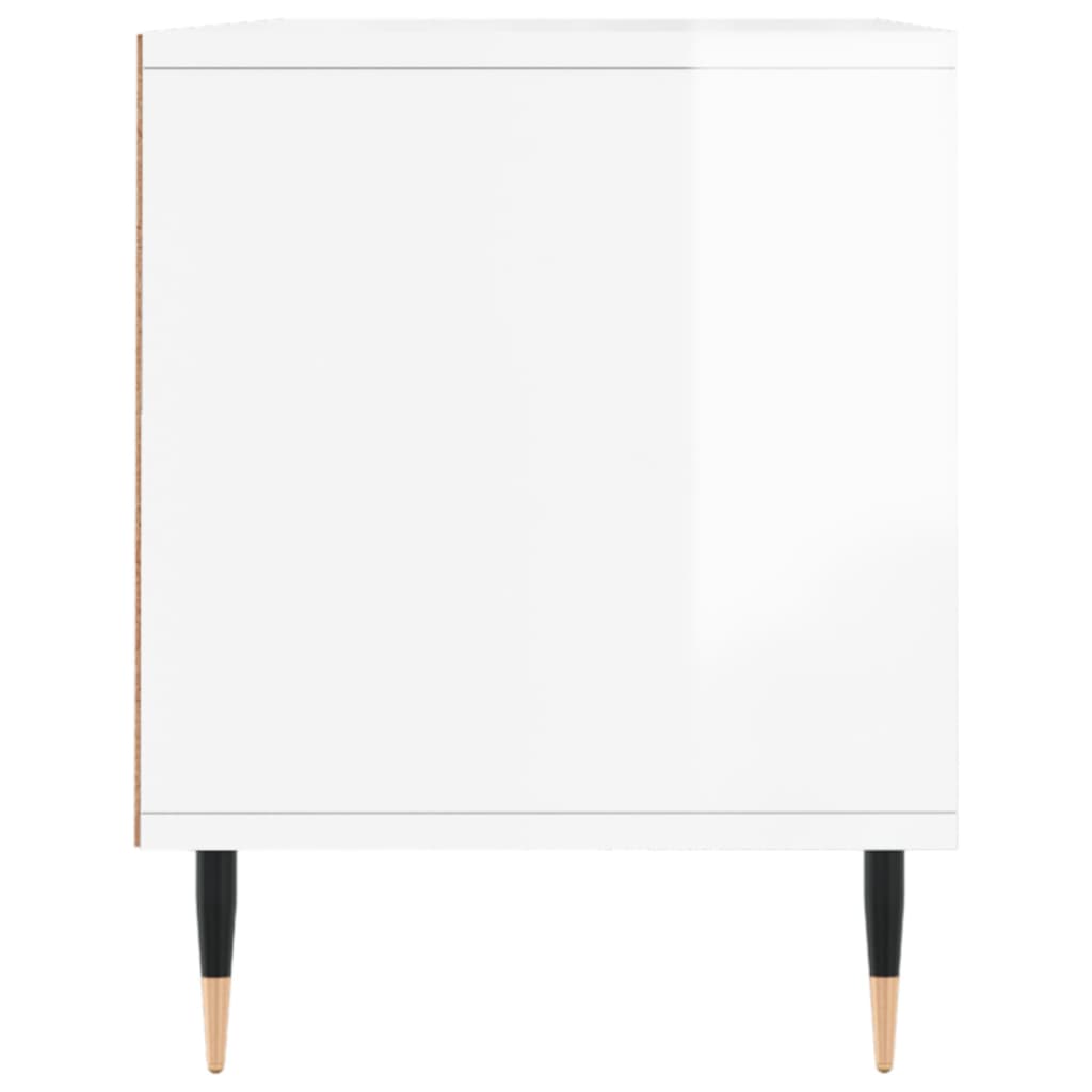 vidaXL Meuble TV blanc brillant 100x34,5x44,5 cm bois d'ingénierie