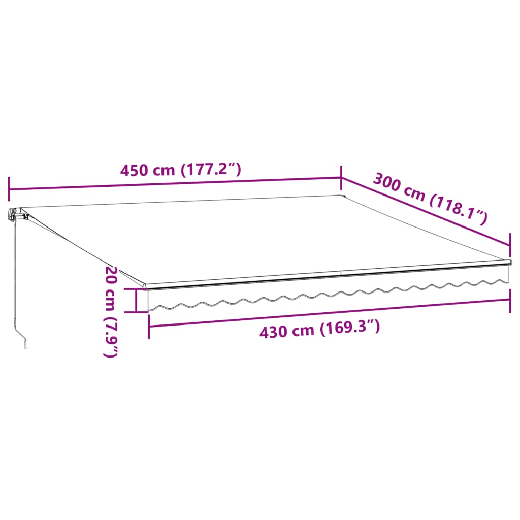 vidaXL Auvent manuel rétractable anthracite et blanc 450x300 cm