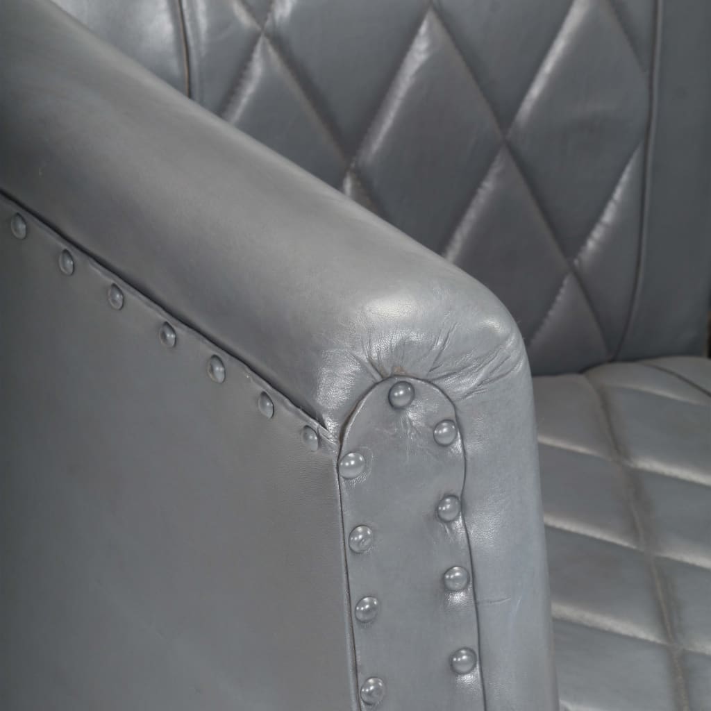 vidaXL Chaise cabriolet Gris Cuir véritable de chèvre