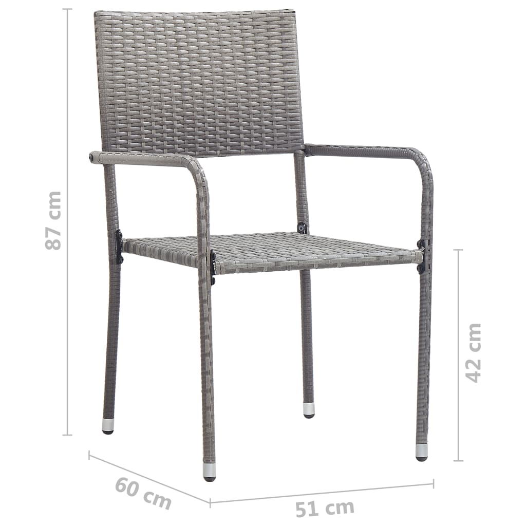 vidaXL Chaise à dîner de jardin empilable lot de 6 gris résine tressée