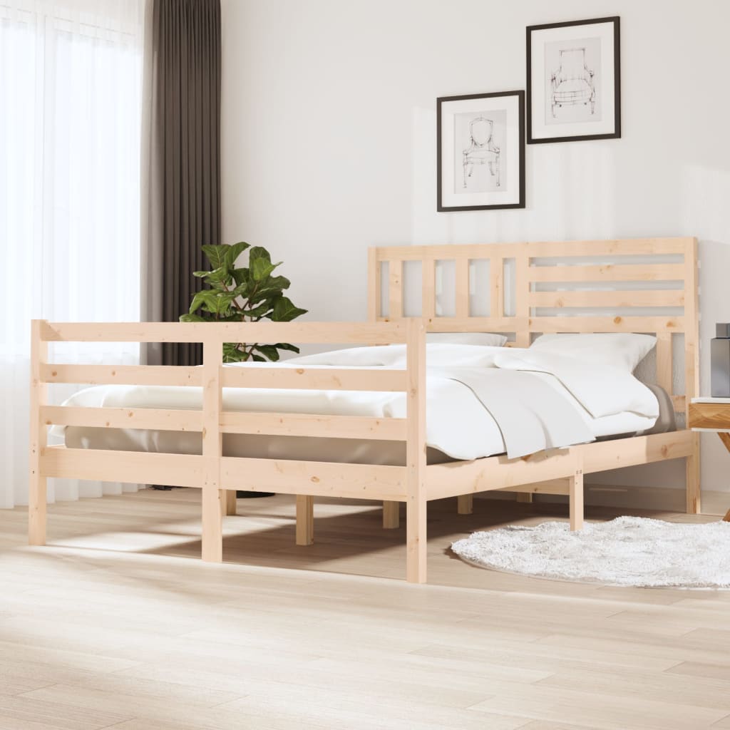 vidaXL Cadre de lit sans matelas 135x190 cm bois massif