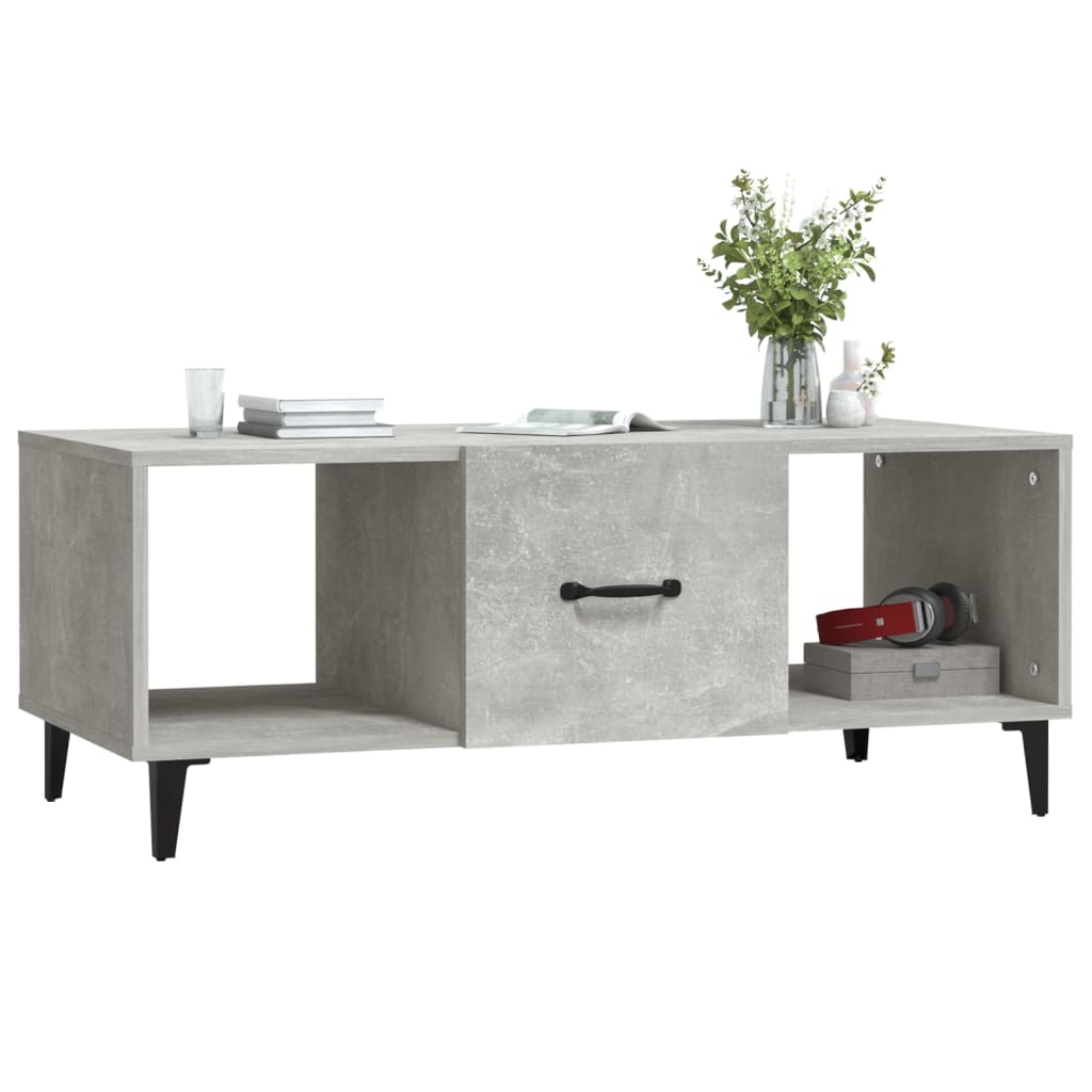 vidaXL Table basse Gris béton 102x50x40 cm Bois d'ingénierie