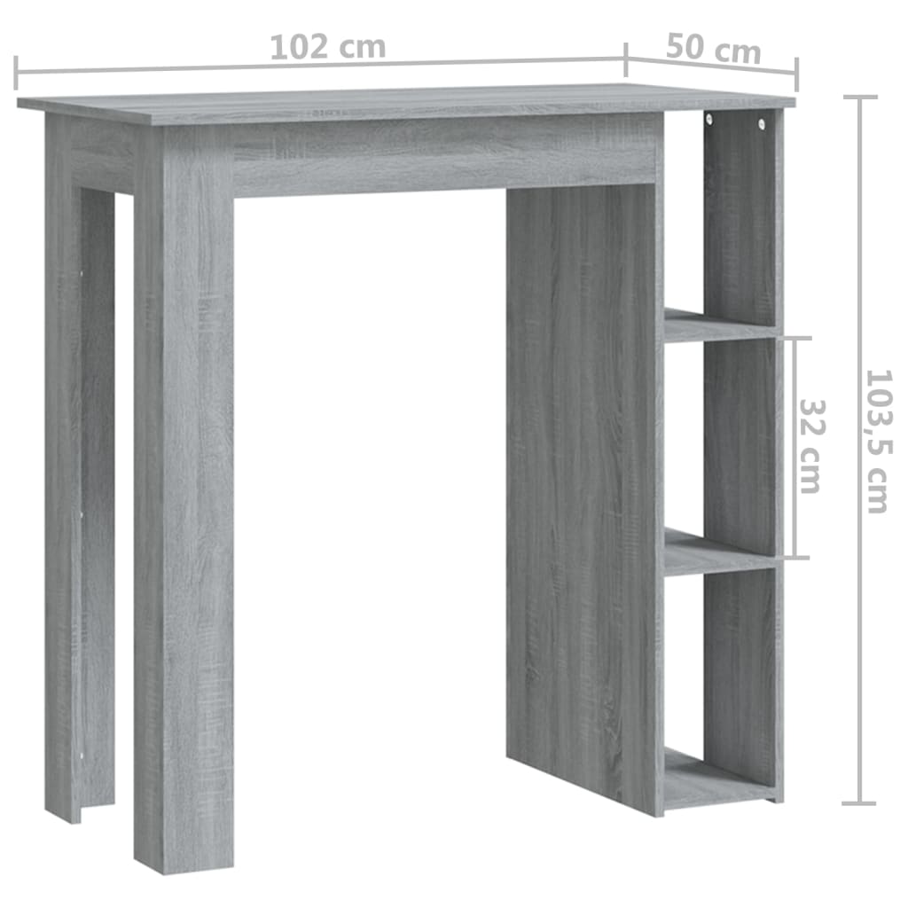 vidaXL Table de bar avec étagère sonoma gris bois d'ingénierie