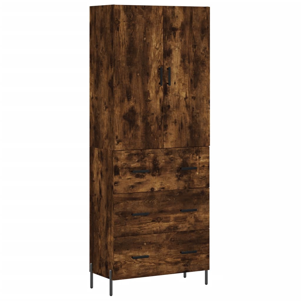 vidaXL Buffet haut Chêne fumé 69,5x34x180 cm Bois d'ingénierie