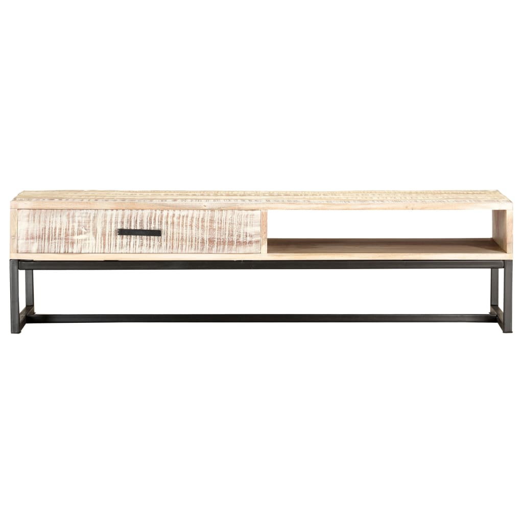 vidaXL Table basse Blanc 117 x 50 x 30 cm Bois d'acacia solide