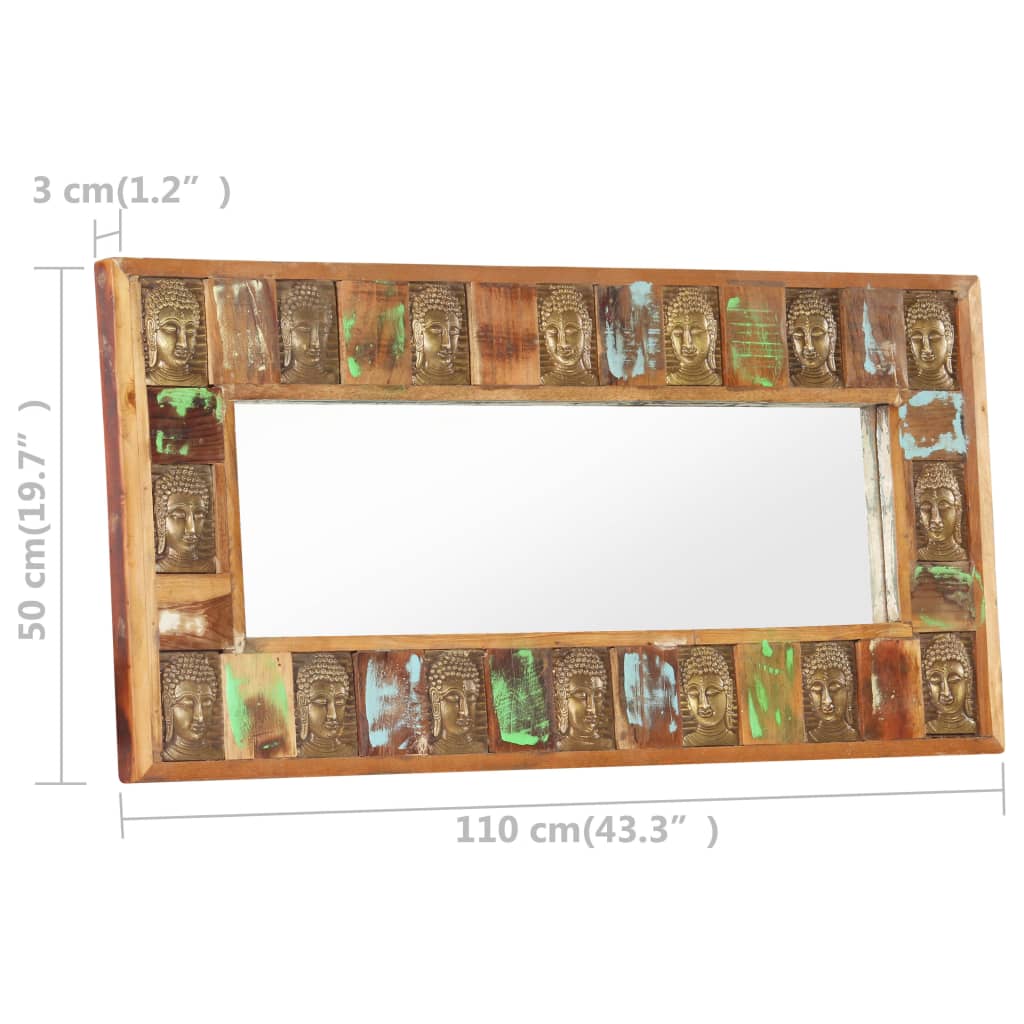 vidaXL Miroir avec revêtement Bouddha 110x50 cm Bois de récupération