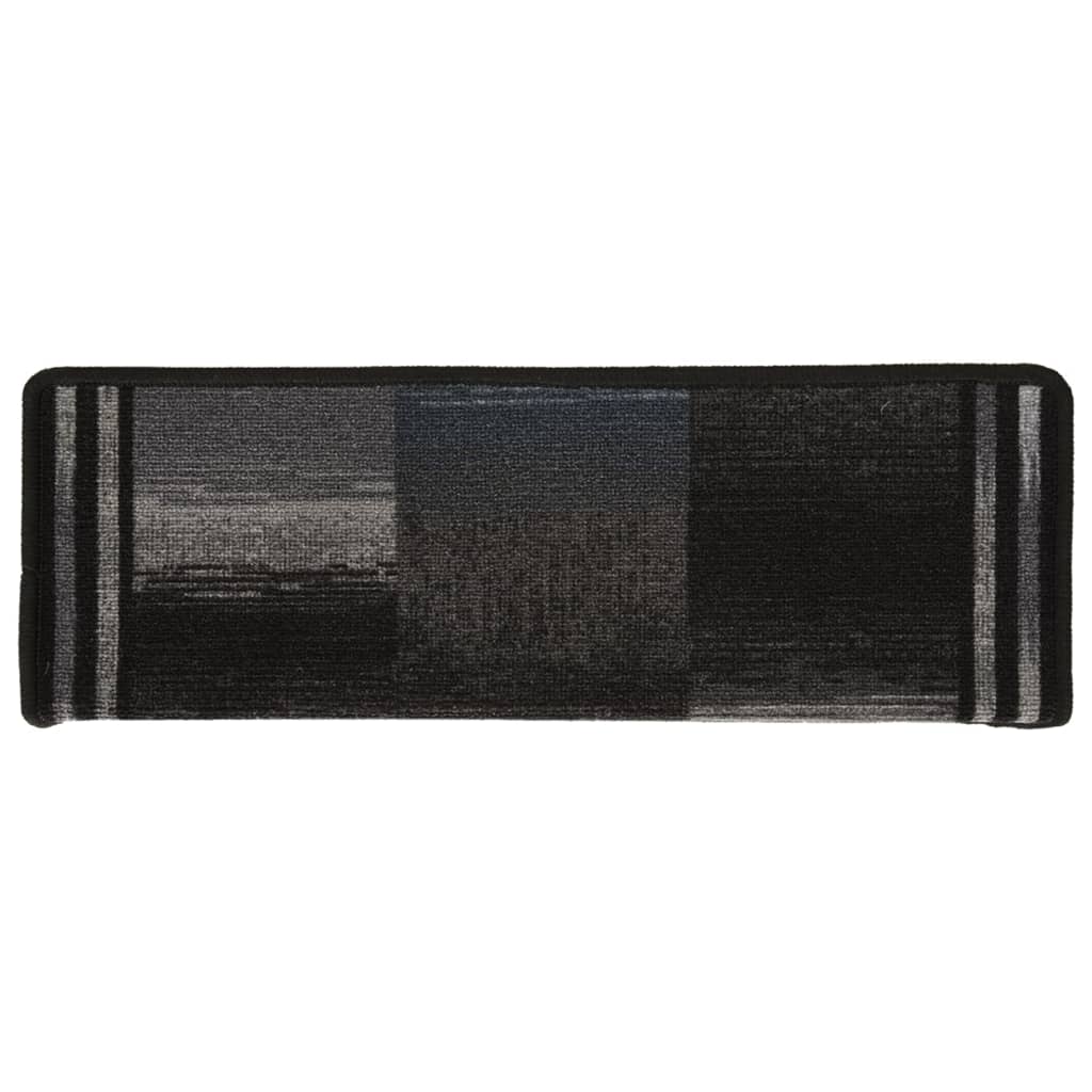 vidaXL Tapis d'escalier autoadhésifs 10 pcs 65x25 cm Noir et gris